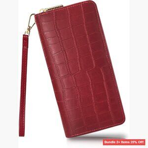 PU Leather Wristlet Wallet with 8 Card Slots, Phone Compartment, Detachable